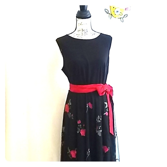 Studio One New York Dresses & Skirts - Studio One Black/rose Party Dress size 14 #S00022D
